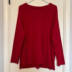 J. Jill Women's L/S Cotton Pima Crew-Neck High-Low Tee Tee Shirt Top XL Red